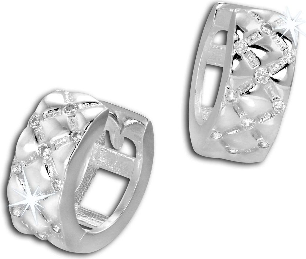 SilberDream Creolen 13mm 925er Silber weiß Zirkonia Fancy Ohrringe SDO4265W