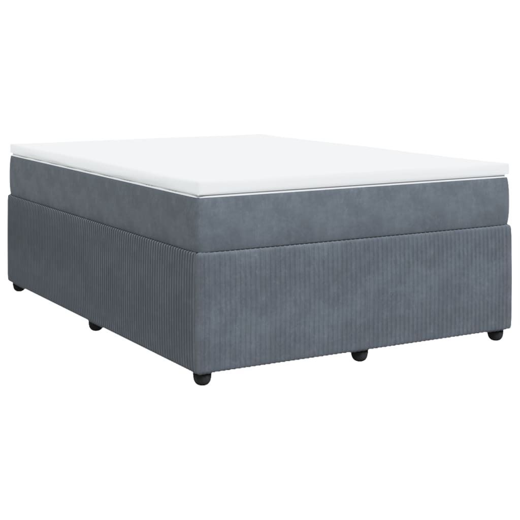 vidaXL Boxspringbett mit Matratze Dunkelgrau 140x200 cm Samt