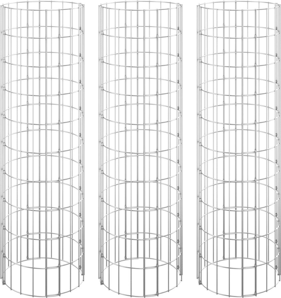 vidaXL Gabionen-Hochbeete 3 Stk. Rund Verzinkter Stahl Ø30x100 cm