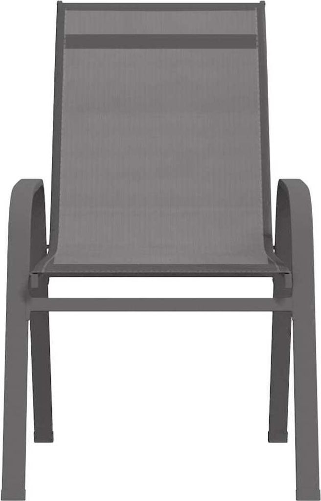 Möbel Outdoor-Stuhl/Picknickstuhl - Stapelbare Gartenstühle 6er Set - Gartensessel - Grau Textilene - 55x65x89 cm Top4929365
