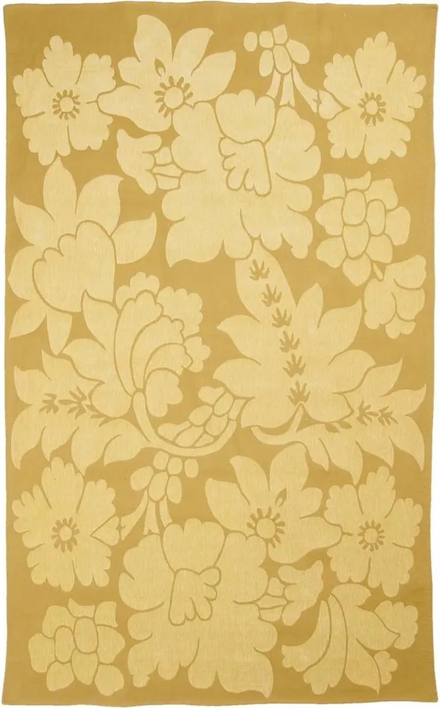 Tapis kilim floral ALIXIA en pur coton tissé - Finition artisanale bleue