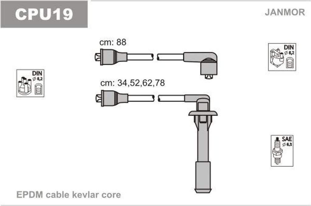 JANMOR CPU19 Zündkabelsatz OE 9153767680 kompatibel mit J5, Ducato, C25
