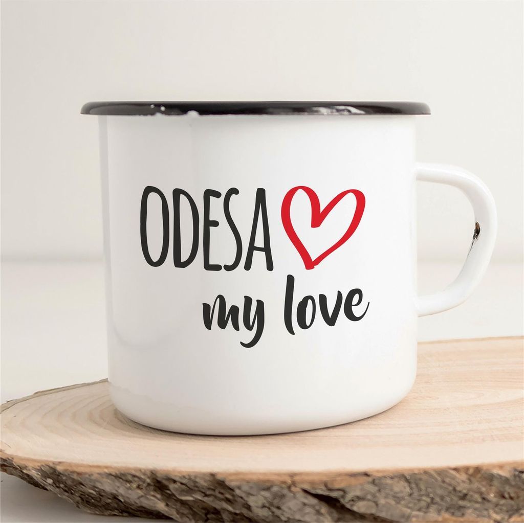 Huuraa Emaille Tasse Odesa my love 300ml Vintage Campingbecher Geschenkidee