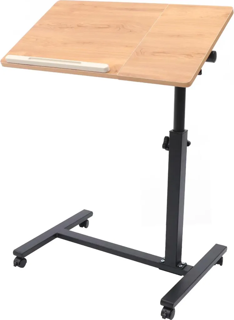 Tavolo per computer portatili - Scrivania mobile per computer - Forma a L - Metallo - Orientabile a 360° - Con rotelle - Necessario il montaggio