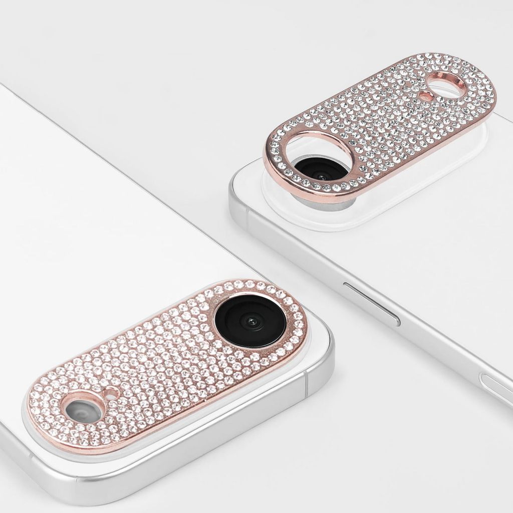 Kamera Schutzglas für Apple iPhone 17 Air aus Metall mit Diamant Optik Pink