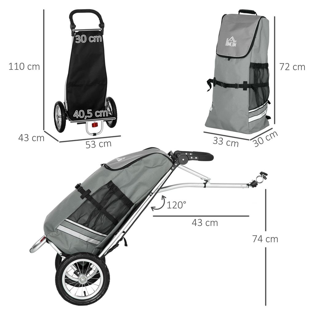 HOMCOM 2 in 1 Lastenanhänger Fahrradanhänger 12 Produktbild 