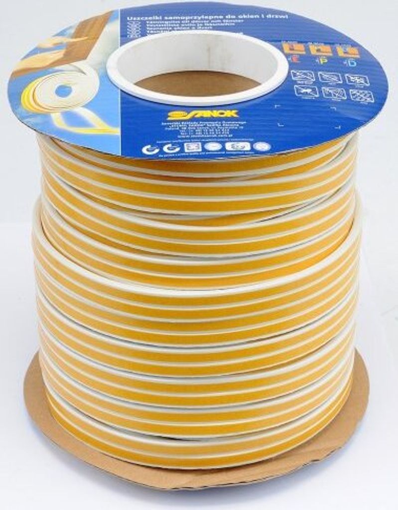 Těsnění do oken a dveří samolepící 9x5,5mm TYP P bílé 100M Obrázek produktu 
