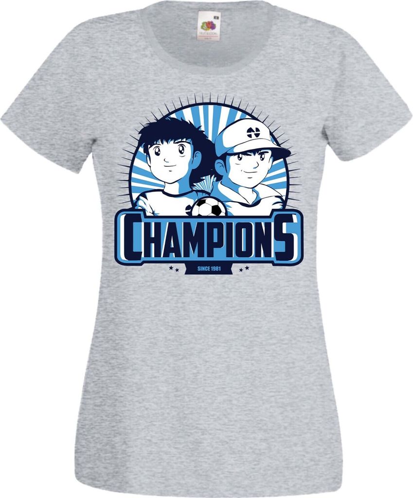 Damen T-Shirt Manga Anime Captain Tsubasa 01 Captain Tsubasa, Lady L / Grau