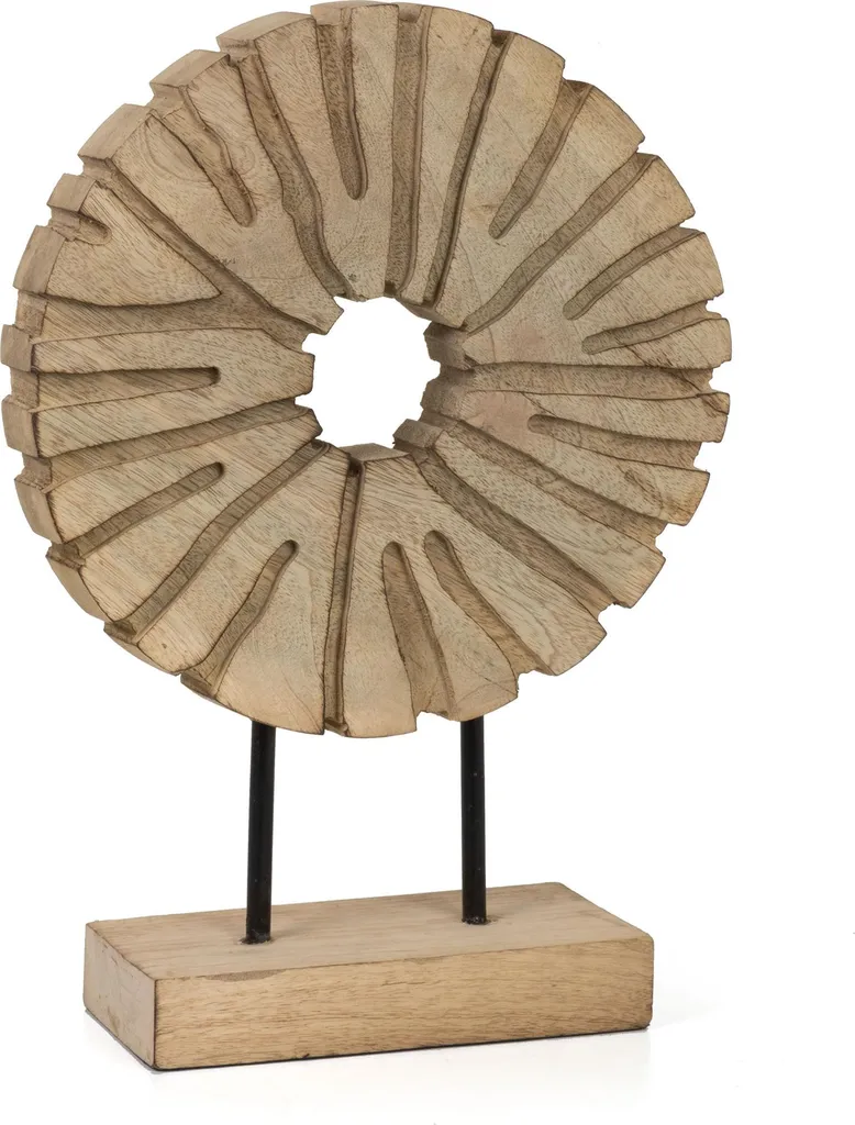 Sculpture bois de manguier 35 cm artisanale avec structure en métal