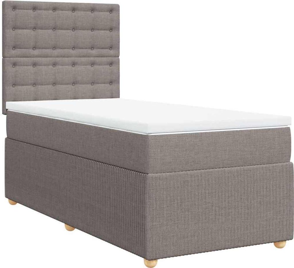 vidaXL Boxspringbett mit Matratze Taupe 80x200 cm Stoff