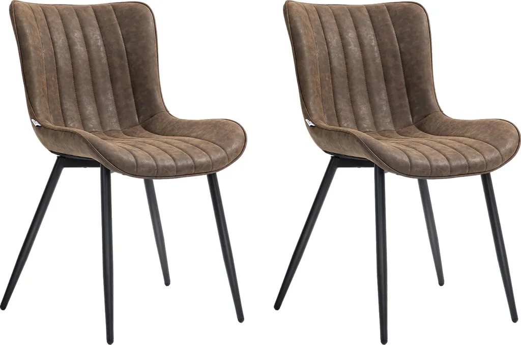 Chaise de salle à manger moderne marron lot de 2 avec pieds métal noir