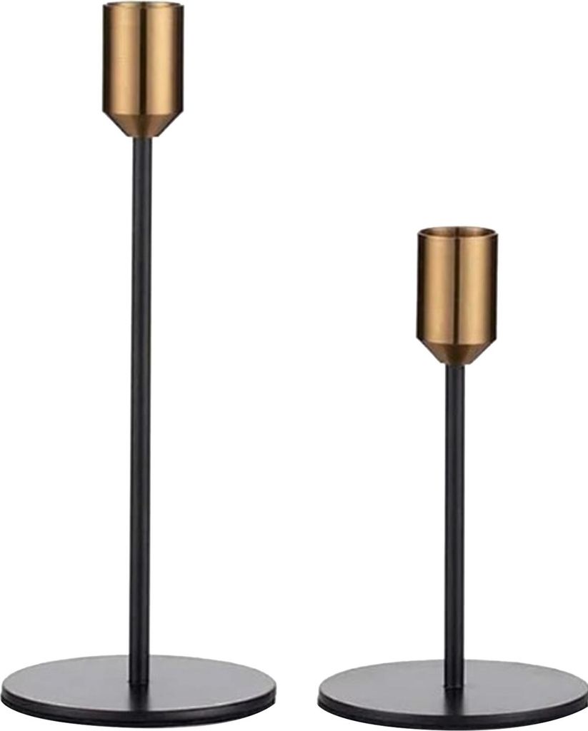 2 Stück Metall Kerzenständer einfaches modernes Design antik schwarz Kerzenhalter Dekoration für Haus Hochzeit