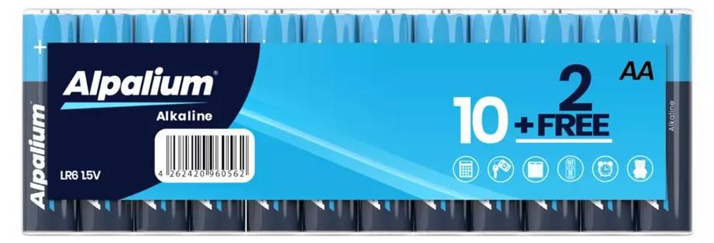 A package of Alpalium AA alkaline batteries.