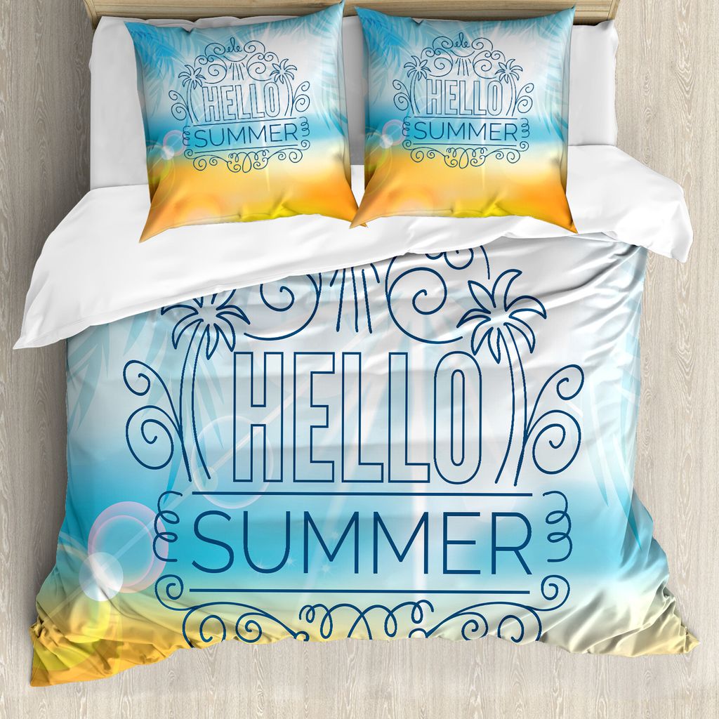 ABAKUHAUS Strand Bettbezug, Abstrakt Sunny Seashore, Milbensicher Allergiker geeignet mit Kissenbezügen, 155 cm x 220 cm - 80 x 80 cm, Hellblau un...