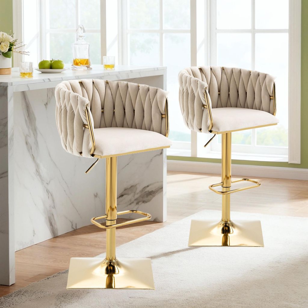 MODFU Tabourets - 2 Chaises de Bar Avec Assise Velours et Image du produit 