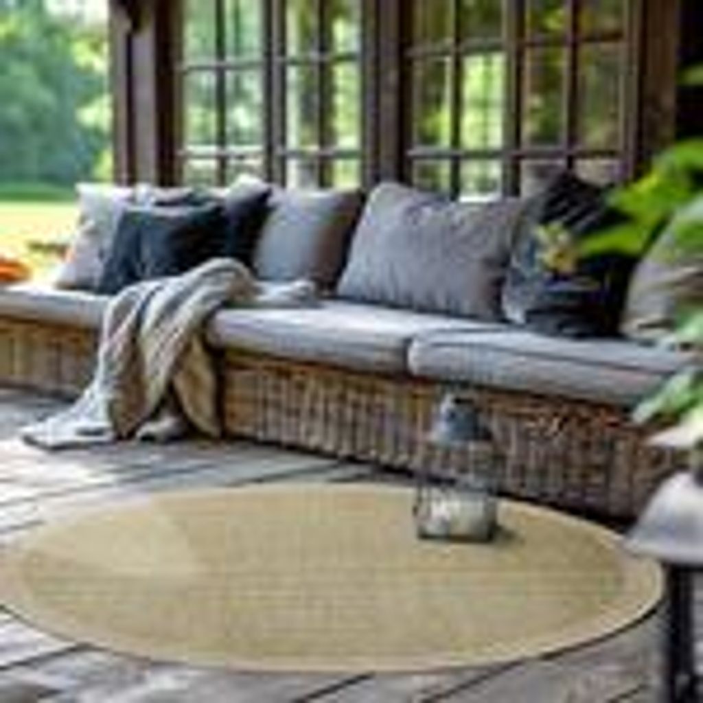 Outdoor Teppich Wetterfest Terrasse Balkon Garten Küchenteppich Einfarbiges Design Flachgewebe Sisal Look Waschbarer Teppich Verschiedene Große :...