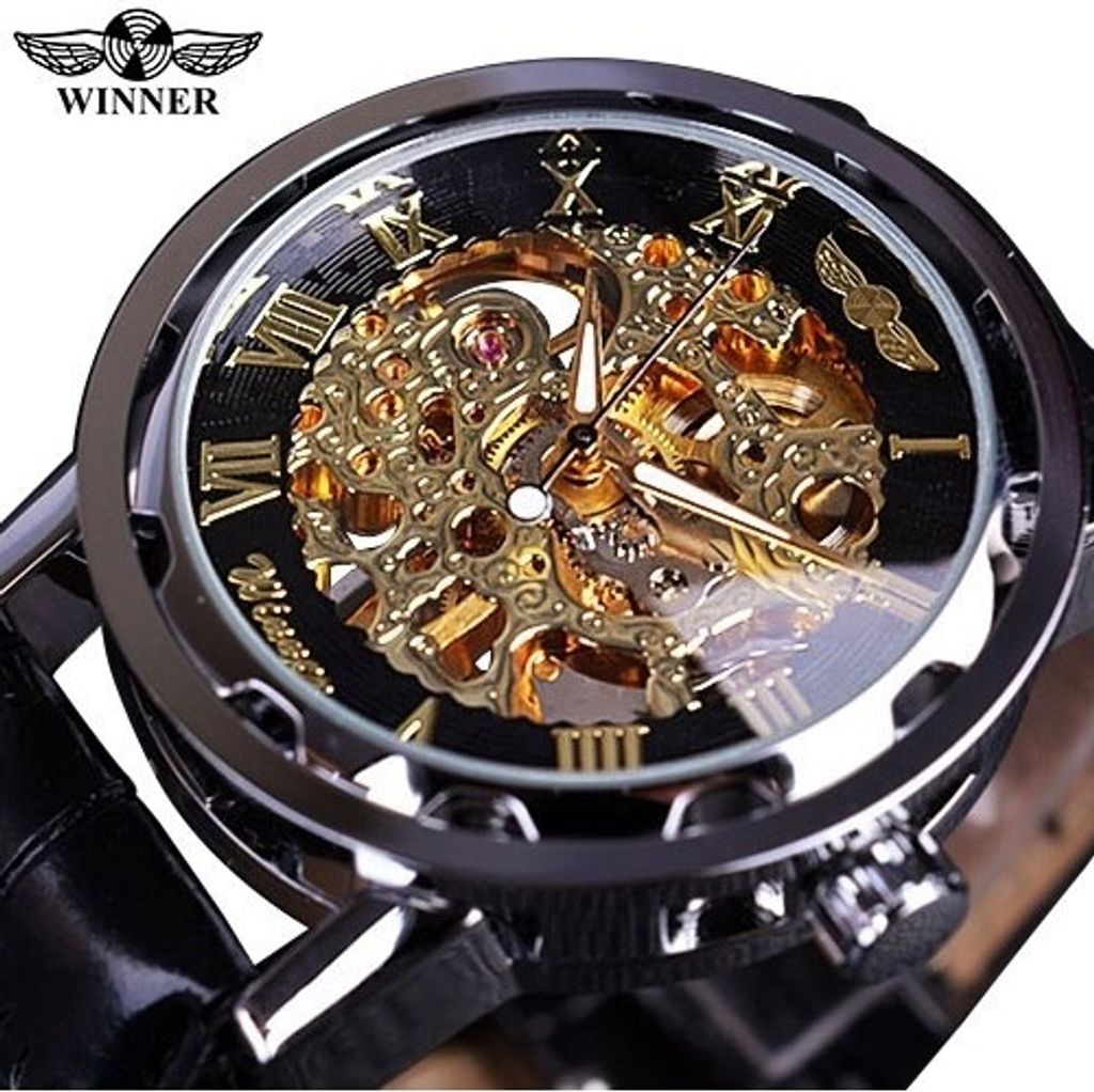 Herrenuhr Winner Rey in Schwarz / Gold – Zeitloser Klassiker KP14456