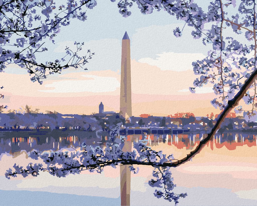 Zuty - Malen nach Zahlen - BLÜHENDER BAUM WASHINGTON MONUMENT (TED DAVIS), 40x50 cm, ohne Keilrahmen