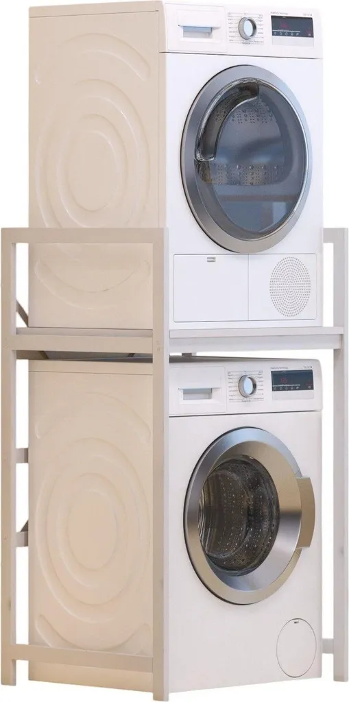 Support Machine à Laver Skye Decor C7 en Métal Blanc 70x60x116 cm Durable