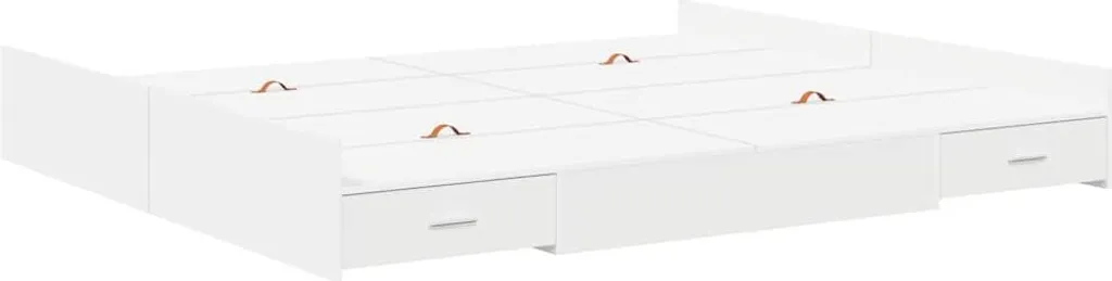 Grand lit double 200x200 cm Blanc avec niches de rangement intégrées - 4