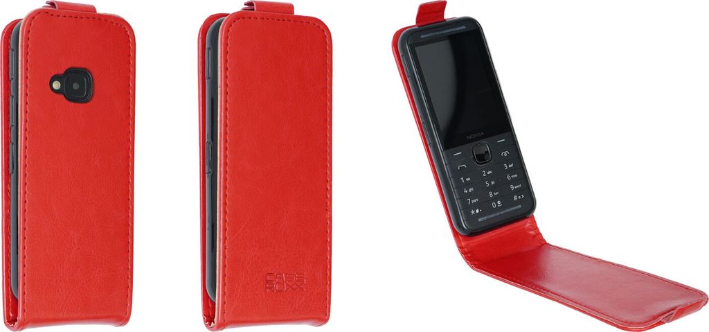 caseroxx Schutz Tasche Hülle Flip Cover kompatibel mit Nokia 5310 (2024), Smartphone Tasche Flip Cover in rot