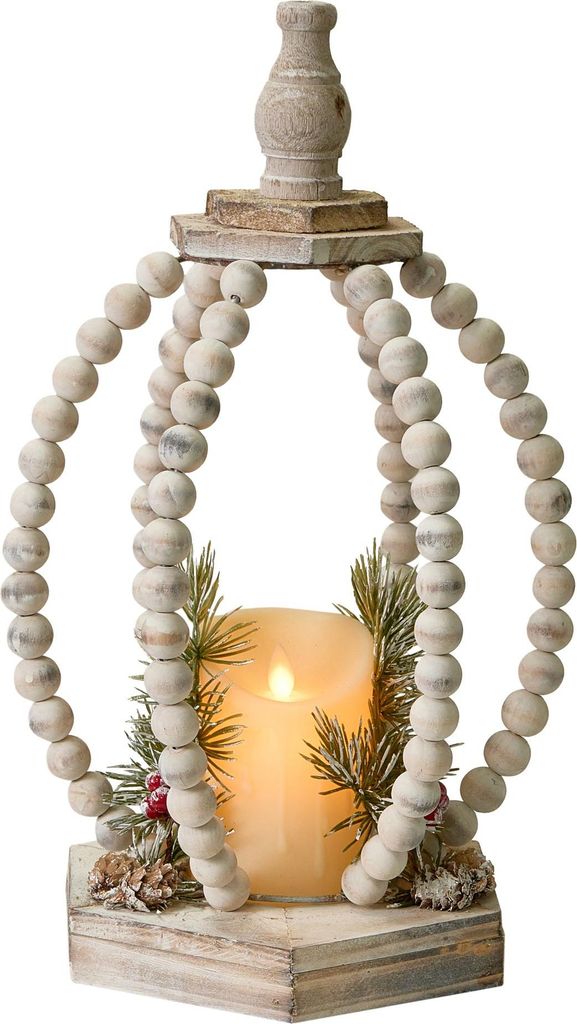 BELIANI Weihnachtsdekoration Hellbraun Tannenholz-Laterne LED-Kerze Handgefertigt Traditionell