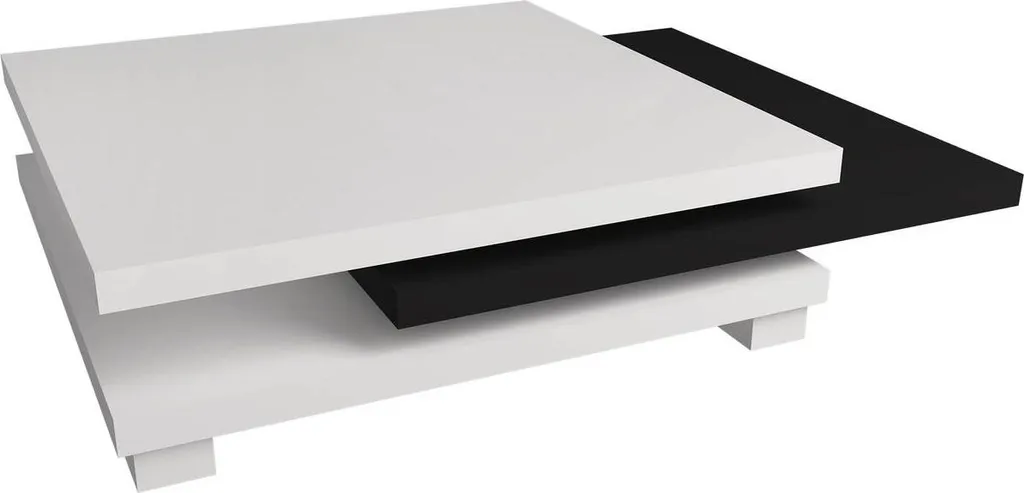 Table basse Elena design Blanc et Noir 80x80 cm finition mate robuste