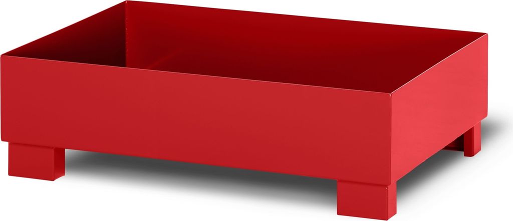 RR Industrietechnik Auffangwanne aus Stahl für 2x 200 Liter Fass ohne Gitterrost RAL 3000 feuerrot