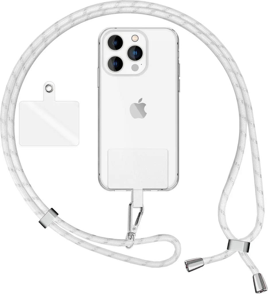 Laccio Cellulare NALIA 160cm Bianco Argento - Ideale per Viaggi e Outdoor