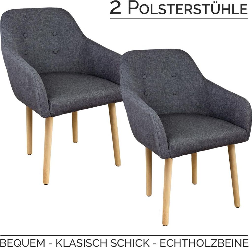 Stühle Esszimmerstühle Armlehnstuhl Polsterstuhl Stoff Sessel mit Armlehne Echtholz Stuhlbeine in 2er, 4er, 6er, 8er Set, in verschiedenen Farben...