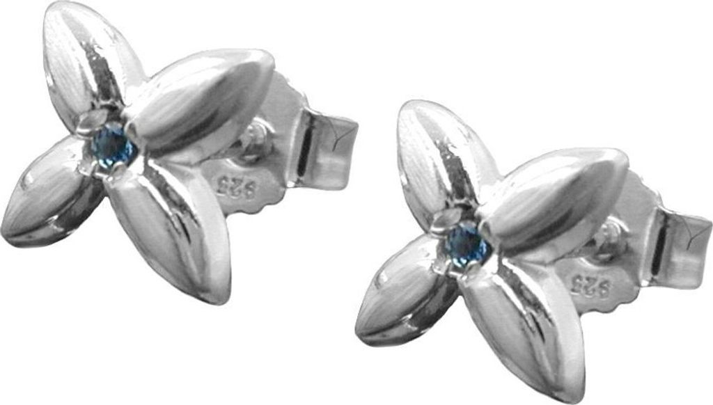 Stecker Ohrstecker kleine Blüte Spinell hellblau 925 Silber Damen