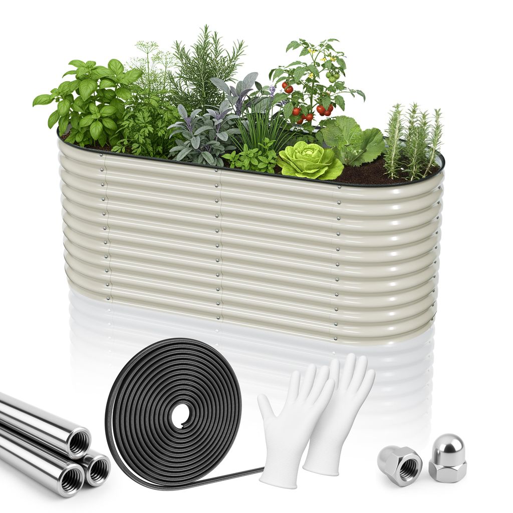 HOFGARTEN 200x80x78cm Hochbeet Metall | Pflanzbeet rostfrei & wetterfest (Beige)