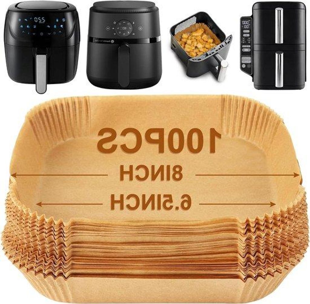 Air Fryer Beilagen, 100 Stück, unbleicht, Papierausstattung