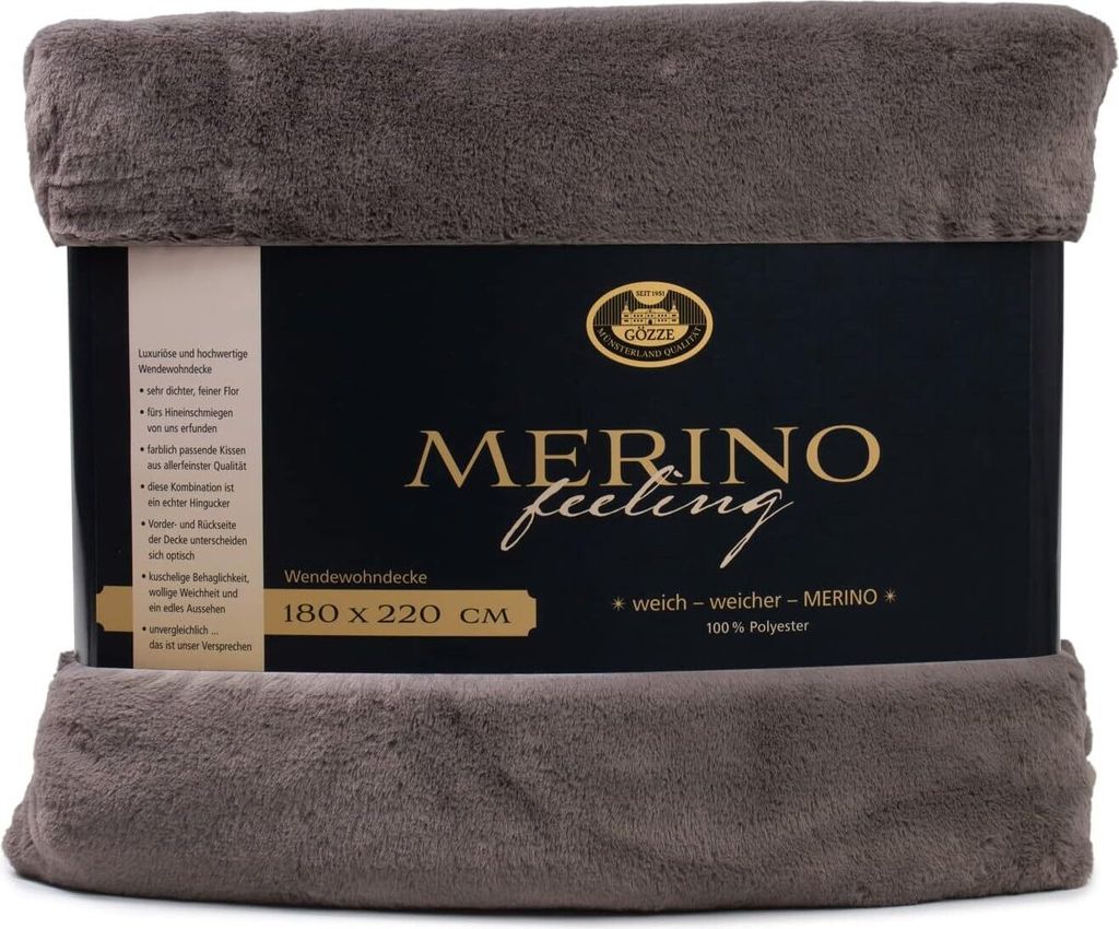 Gözze Wendewohndecke Merino 180 x 220 cm anthrazit Produktbild 