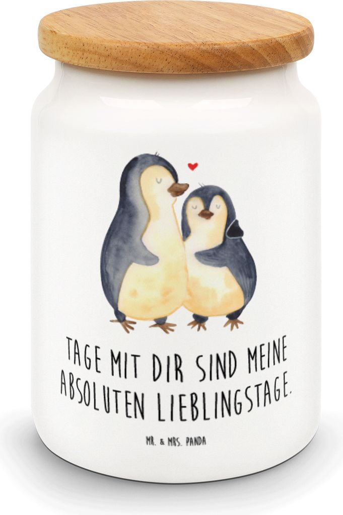 Mr. & Mrs. Panda zuckerdose Pinguin umarmen - Weiß - Geschenk, Liebe, bonbondose, Dose, Kaffeedose, Keksdose, Hochzeit, Hochzeitstag, Vorratsbehä...