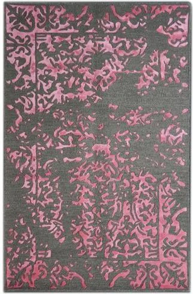 Grand tapis de salon Tuzla rose 153x244 cm en laine et coton doux