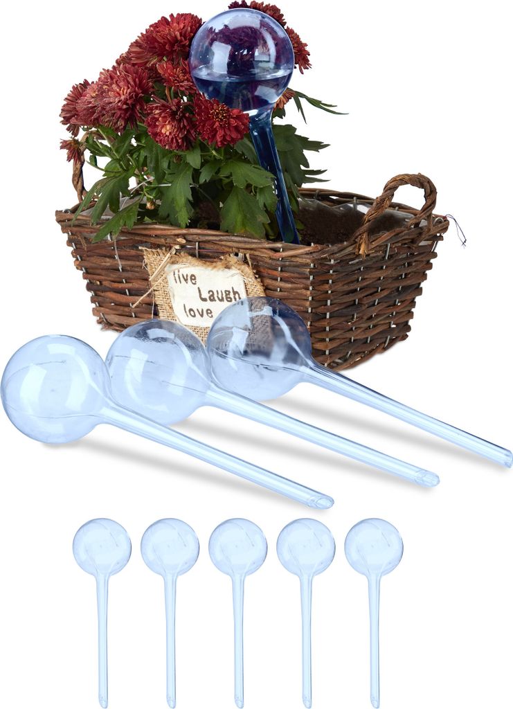 Wassertropfer - Set von 9 - 28 x 8 cm - Wasserbälle - 250 ml - Kunststoff - Balkon - Blau