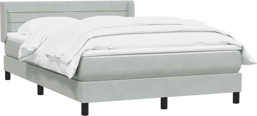 Boxspringbett mit Matratze Hellgrau 160x220 cm Samt