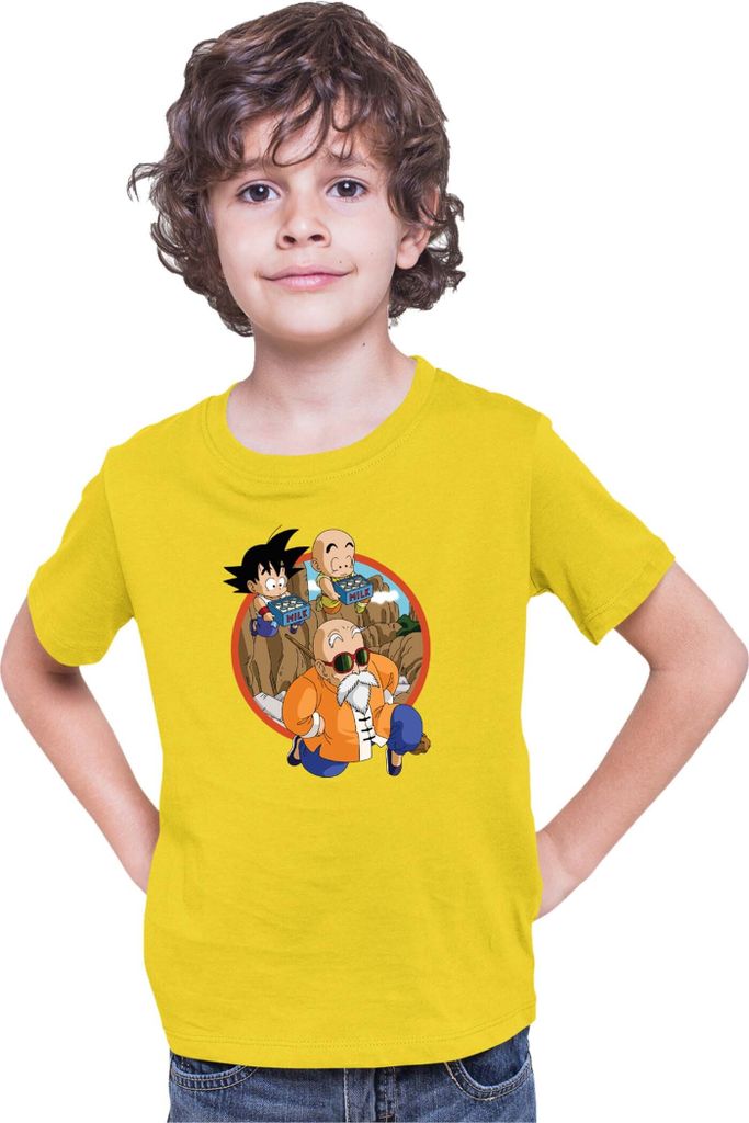 Kinder T-Shirt Dragon Anime Manga Ball Z Master Roshi 015, 12-13 Jahr - 152 / Gelb