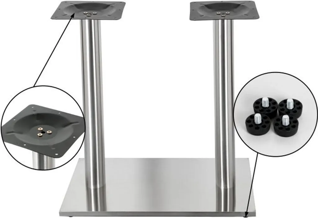 Basamento Tavolo Ristorante Inox 72cm | Doppia Colonna Professionale