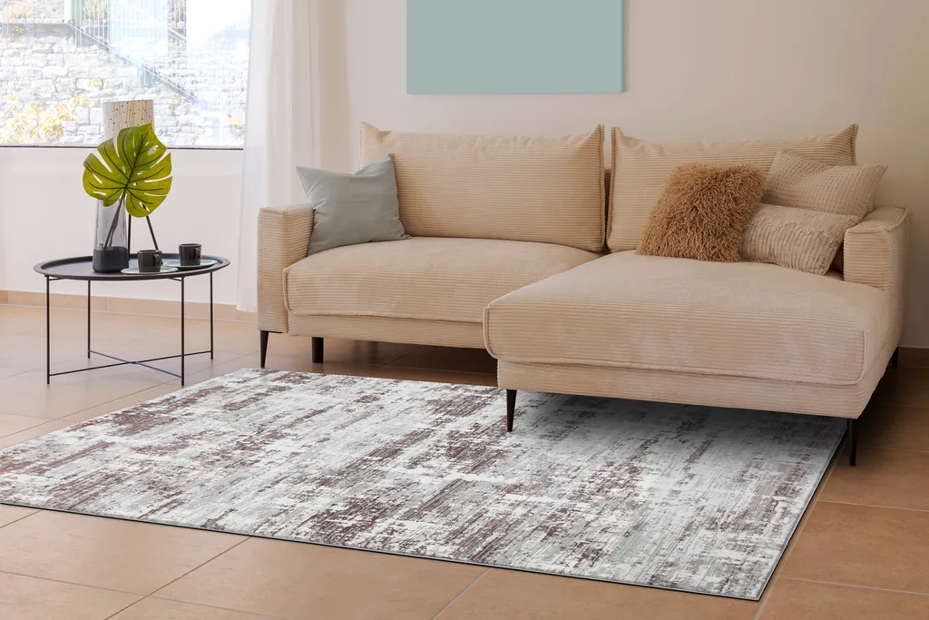 Tapis Abstrait 200x290 - Solution Moderne pour Salon Gris et Rose