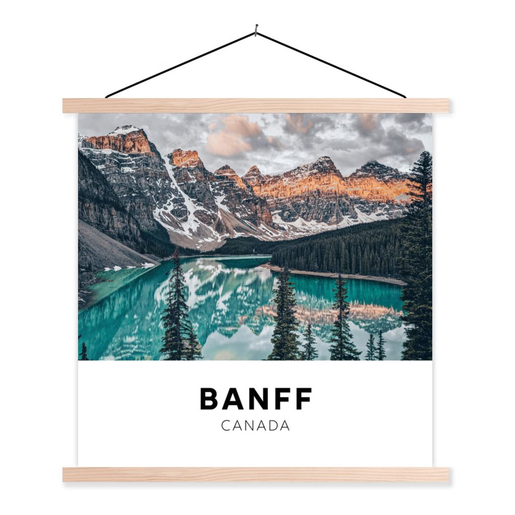 MuchoWow Textilposter Kanada - Natur - Berge 60x60 cm mit holzfarbenen Rahmen - Wanddekoration