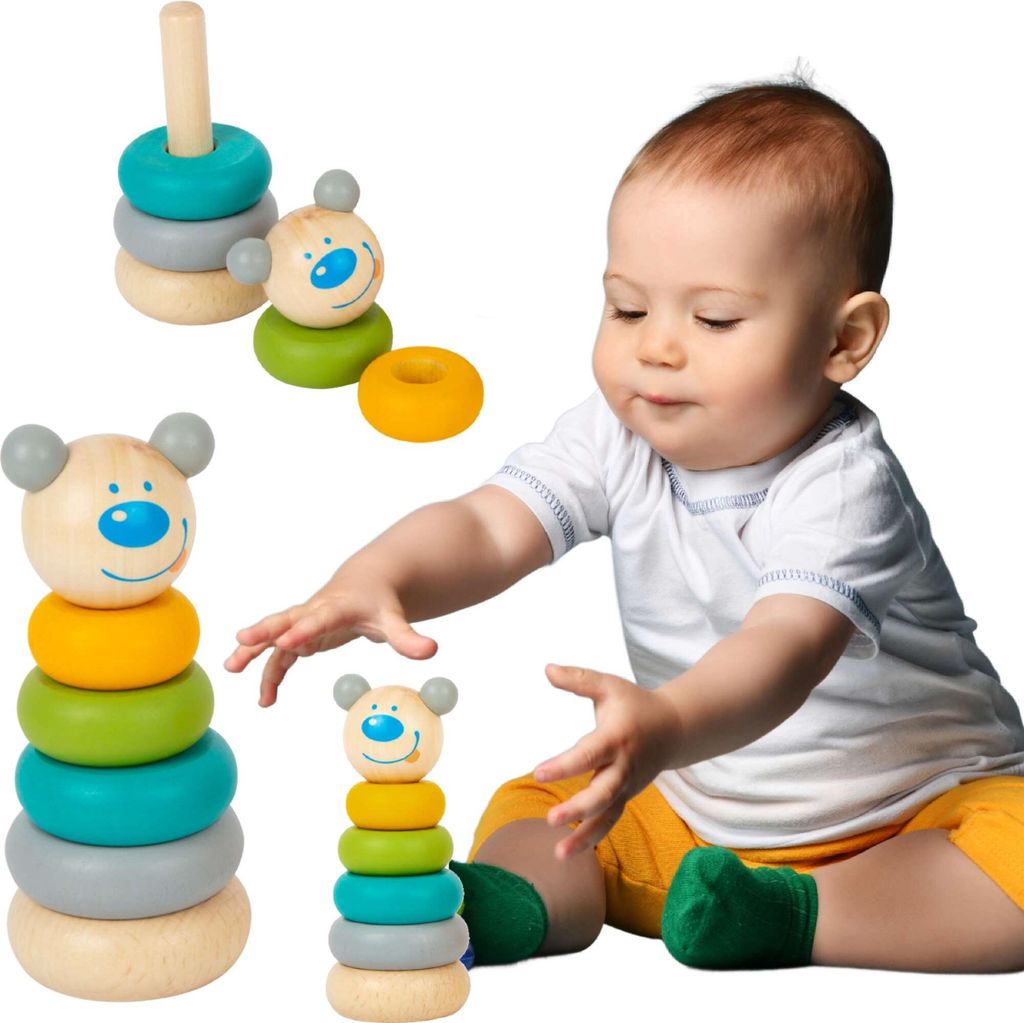 Drevená veža medvedík puzzle Montessori pyramída Small Foot Obrázok produktu 