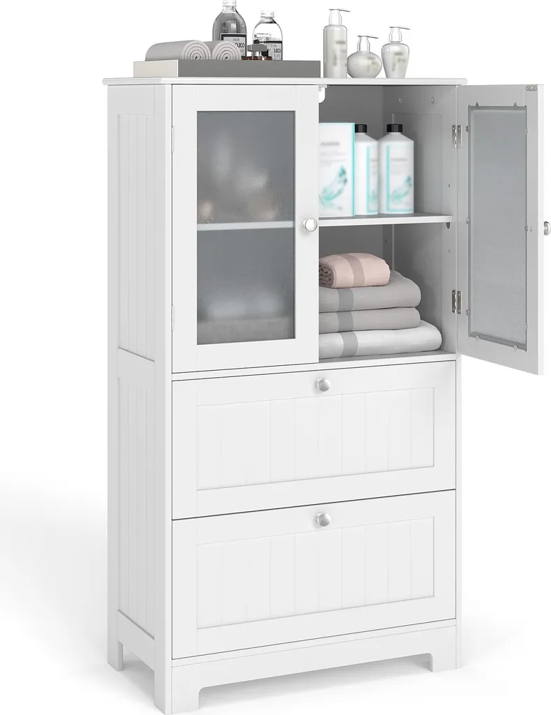 Armoire de rangement avec portes vitrées pour salle de bain
