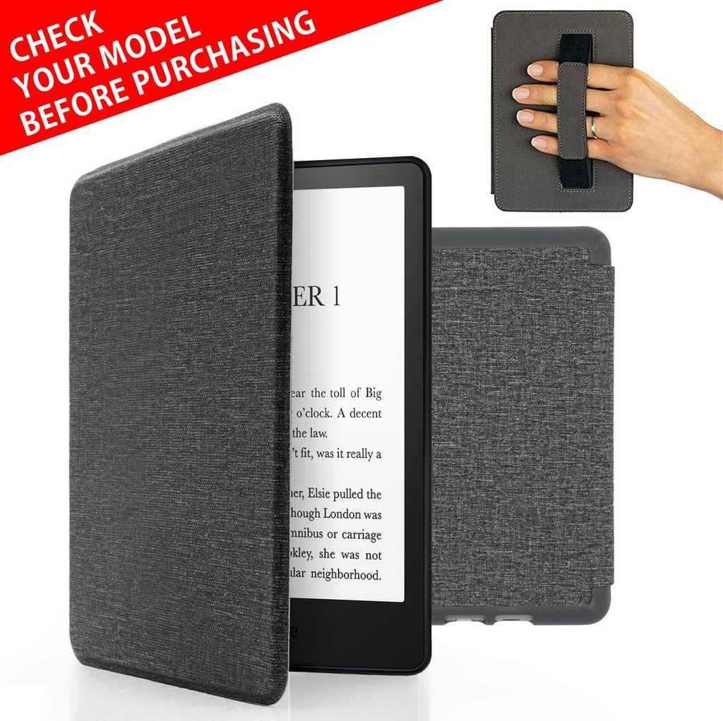 Hülle Kindle 11Gen RS23CV C2V2L3 2022 2024 Handschlaufe Auto Sleep Wake Hellgrau
