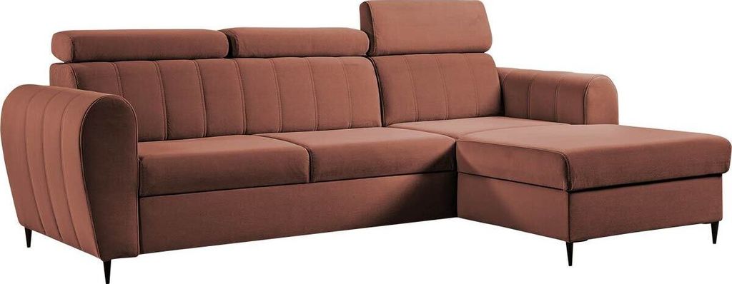 MIRJAN24 Ecksofa Forio Mini, Eckcouch mit Bettkasten und Schlaffunktion, Einstellbare Kopfstützen, Schwarze Metallfüße (Farbe: Kronos 29, Seite:...