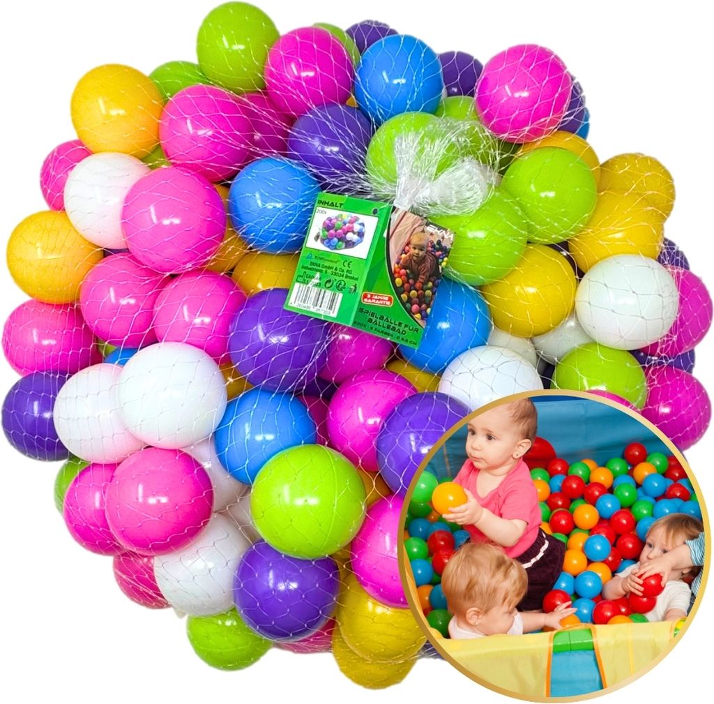 EKNA Spielbälle Ø 5,5cm - Bällebad Bälle 200 Stück - Bunte Auswahl für Bällebad-Pool - Plastikbälle Baby-Bälle