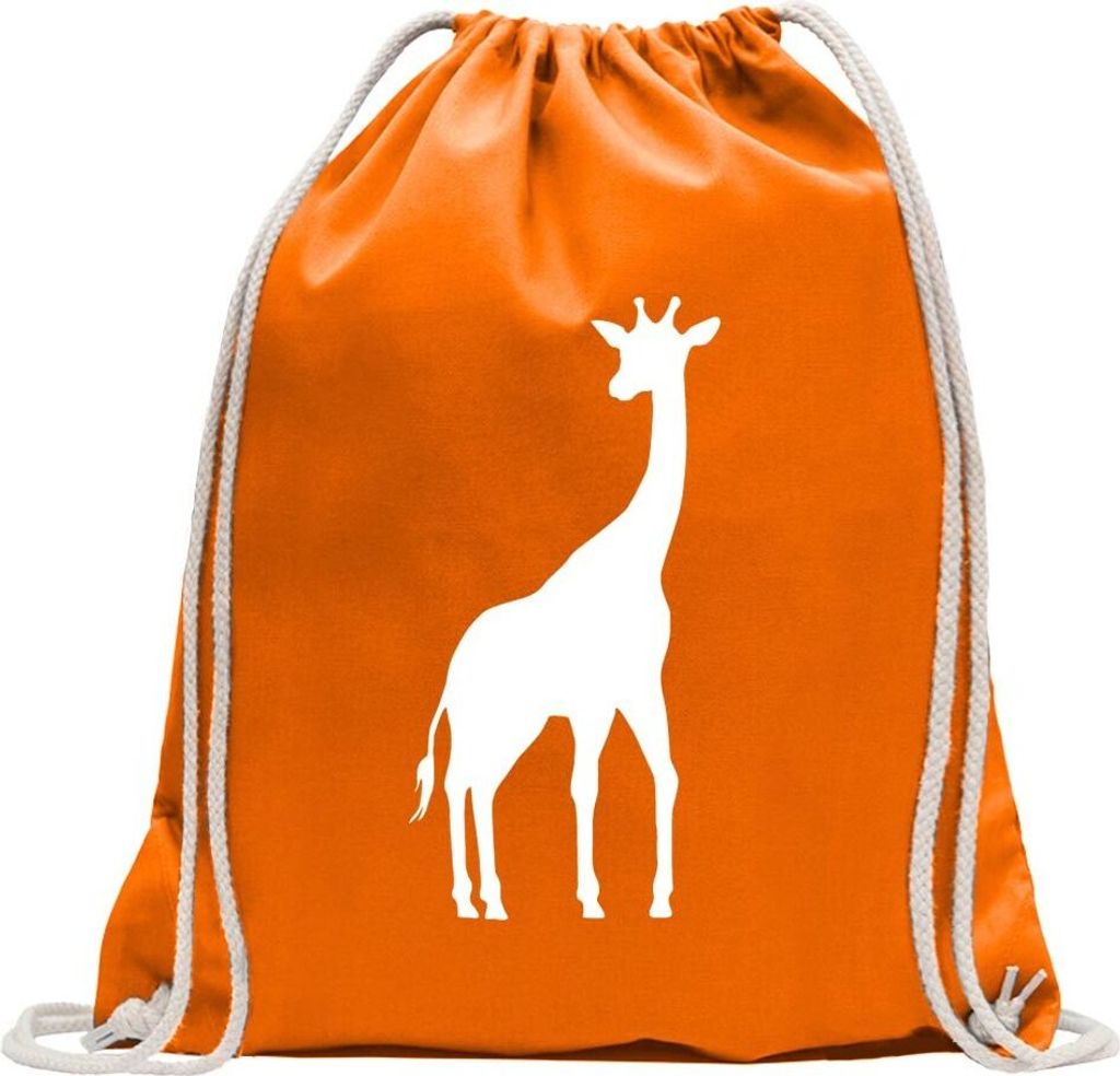 Kiwistar - Turnbeutel - mandarin - Giraffe Silhouette 2 - Fun Rucksack Sport Beutel Gymsack Baumwolle mit Ziehgurt