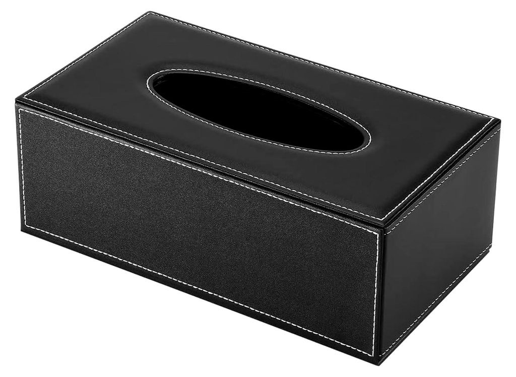 Rechteckige Kosmetiktücherbox aus Kunstleder für Zuhause, Büro und Auto (Schwarz)
