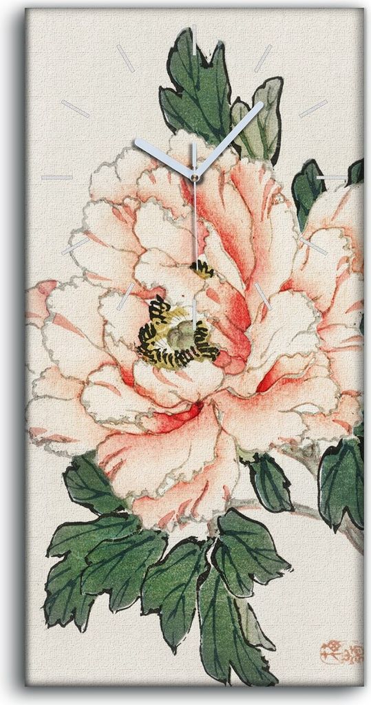 Wandbild Leinwand Bilder Wanduhr Geräuschlos 30x60 Malerei Asiatische Blumen - weiße Hände